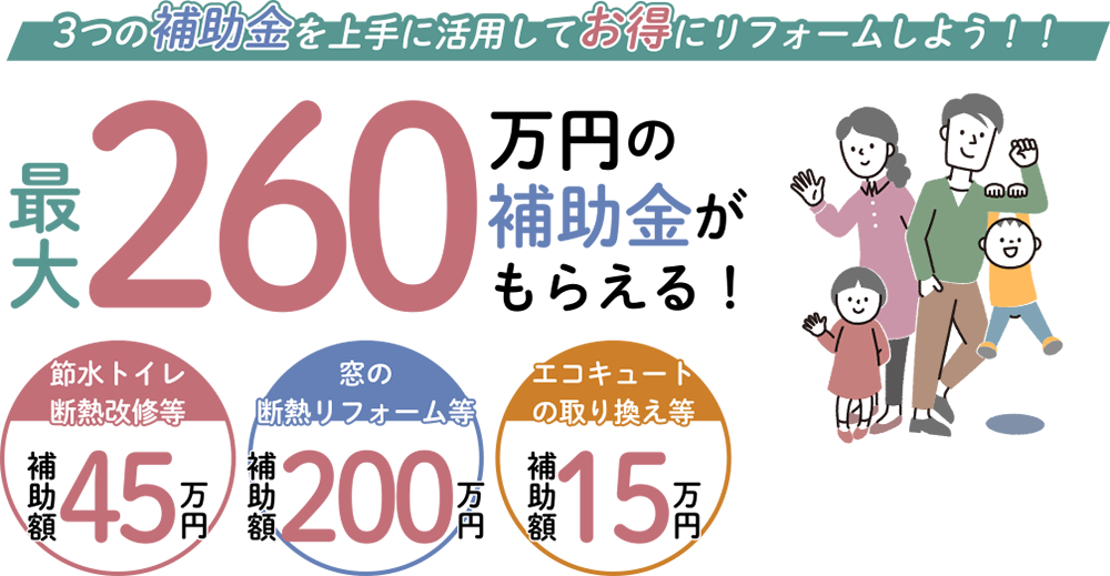 3つの補助金を上手に活用してお得にリフォーム